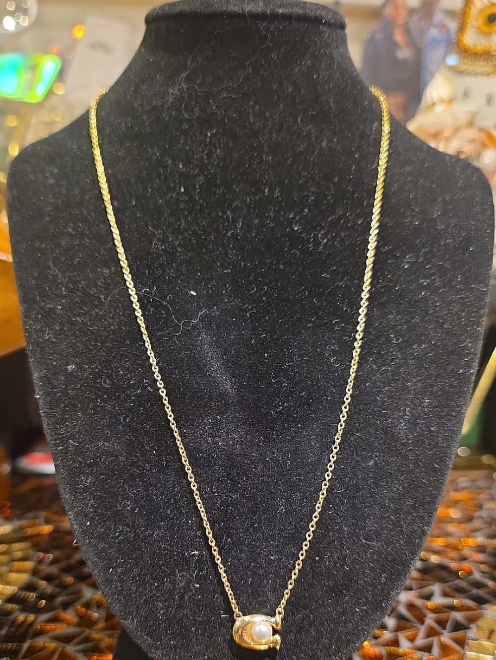 Coach Gold-Tone Necklace with Pearl Accent